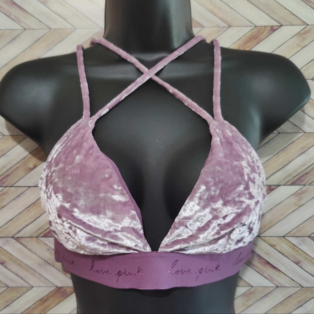 PINK VS Strappy Velvet Bralette - S